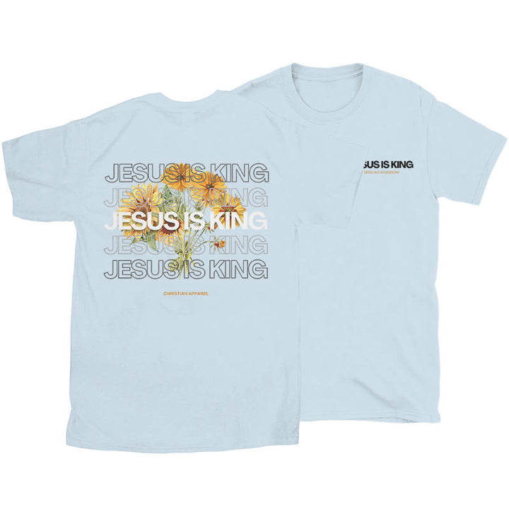 Christianartworkshop Jesus ​Is King T-shirt - Blue - 2XL - image 9
