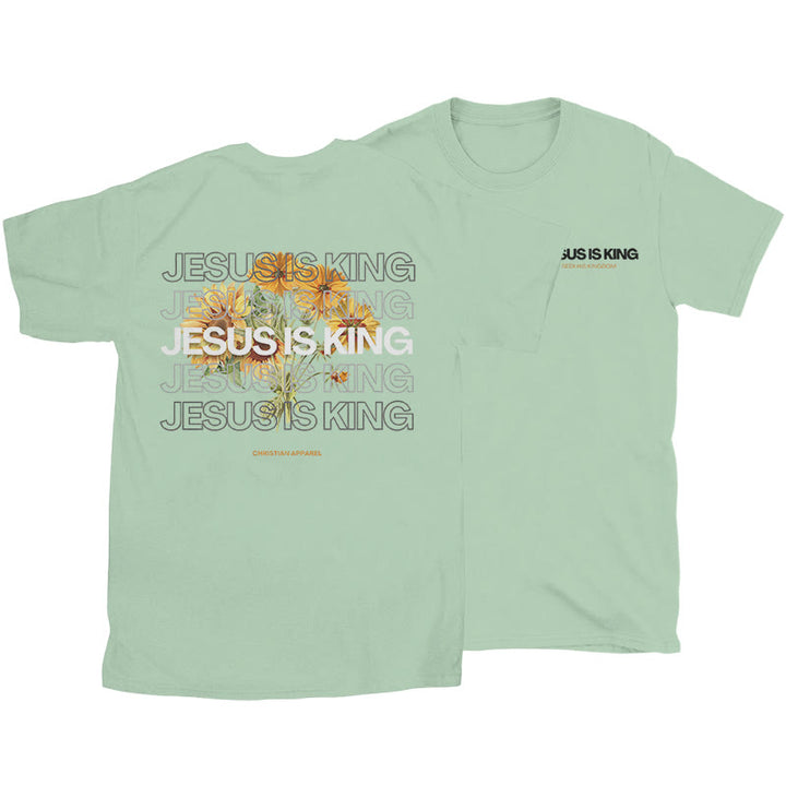 Christianartworkshop Jesus ​Is King T-shirt - Light Green - 2XL - image 18