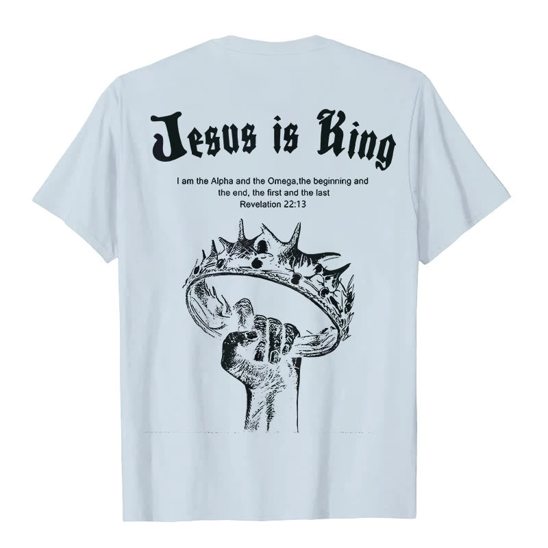 Christianartworkshop Jesus is King T-shirt - Blue - 2XL - image 4