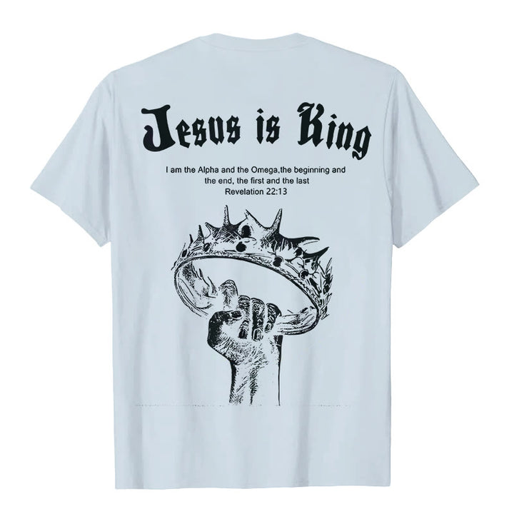Christianartworkshop Jesus is King T-shirt - Blue - 2XL - image 4