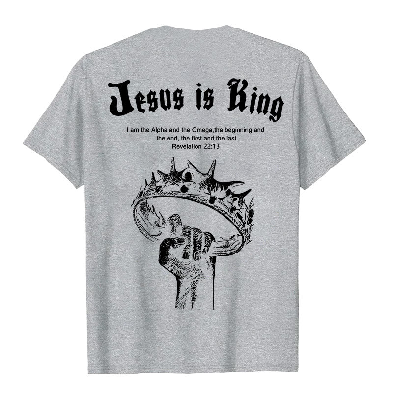 Christianartworkshop Jesus is King T-shirt - Grey - 2XL - image 9