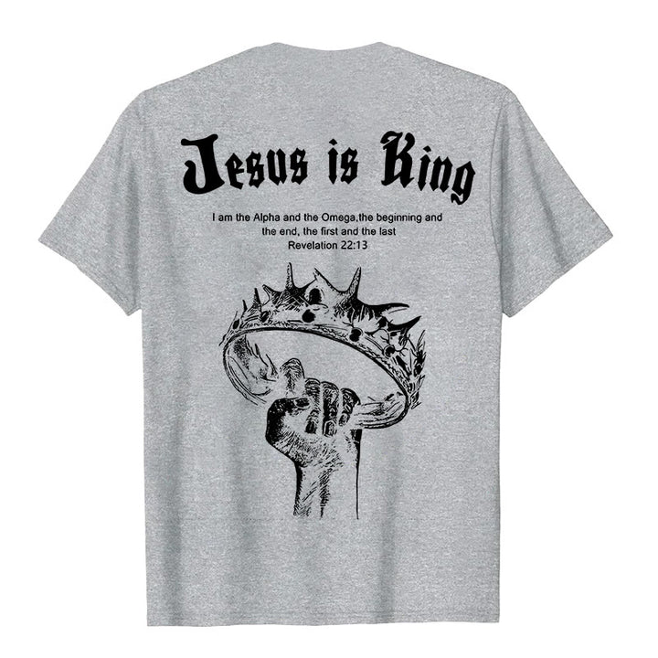 Christianartworkshop Jesus is King T-shirt - Grey - 2XL - image 9