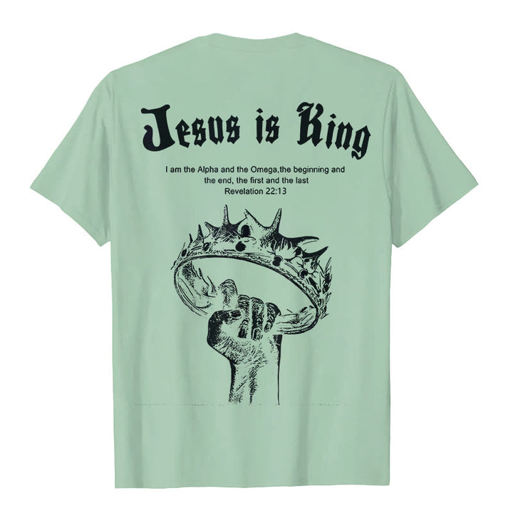 Christianartworkshop Jesus is King T-shirt - Light Green - 2XL - image 7