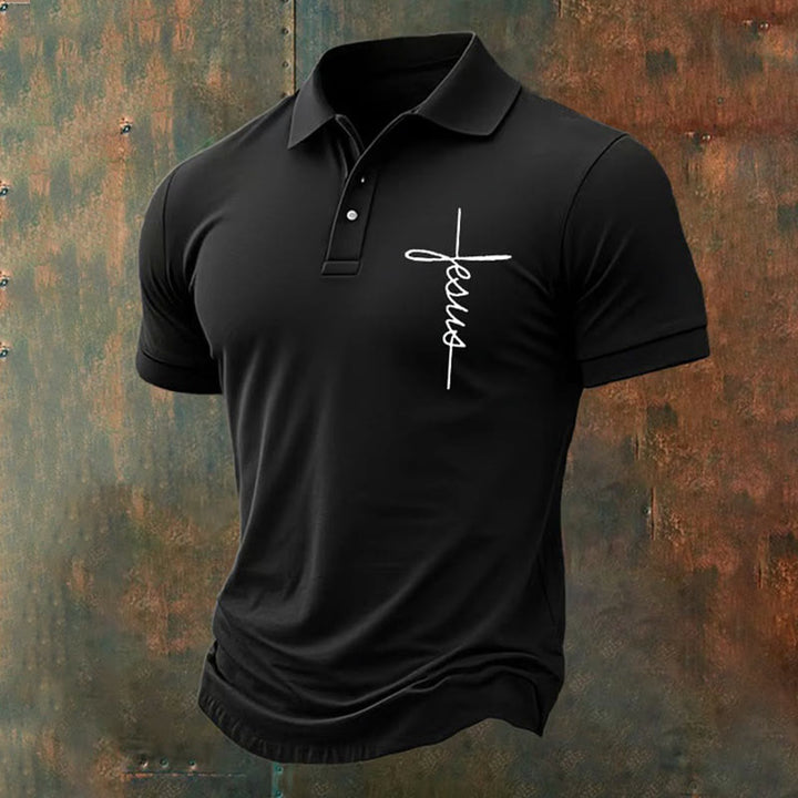 Christianartworkshop Men's Jesus Cross Polo Shirt