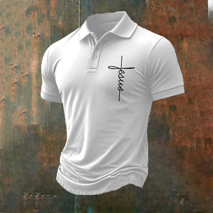 Christianartworkshop Men's Jesus Cross Polo Shirt
