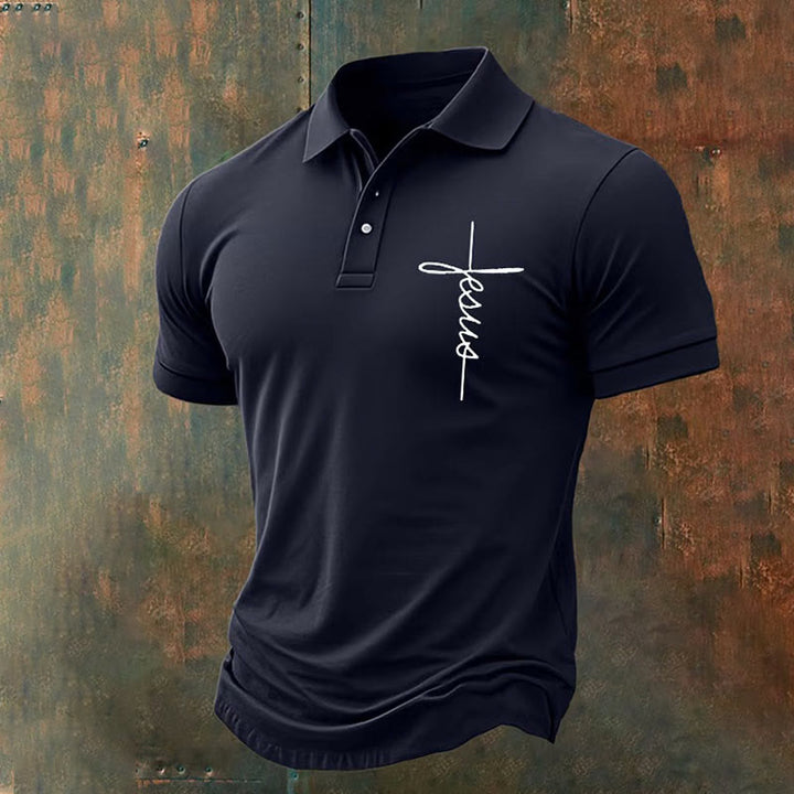 Christianartworkshop Men's Jesus Cross Polo Shirt