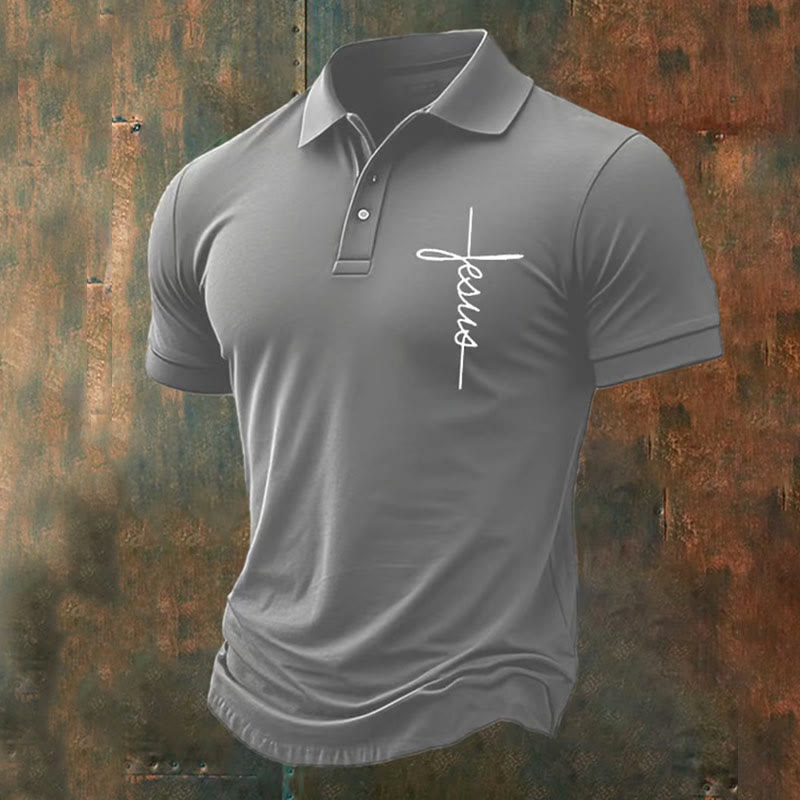 Christianartworkshop Men's Jesus Cross Polo Shirt