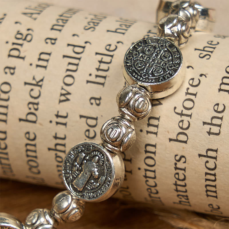 Christianartworkshop St. Benedict Crucifix Rose Bracelet: Timeless Christian Accessory for Daily Faith Expression