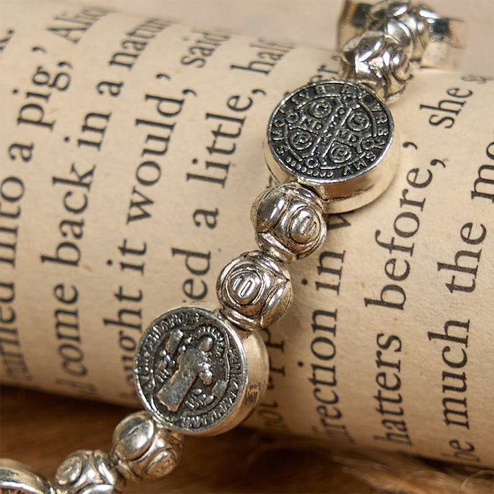 Christianartworkshop St. Benedict Crucifix Rose Bracelet: Timeless Christian Accessory for Daily Faith Expression