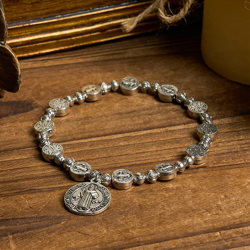Christianartworkshop St. Benedict Crucifix Rose Bracelet: Timeless Christian Accessory for Daily Faith Expression