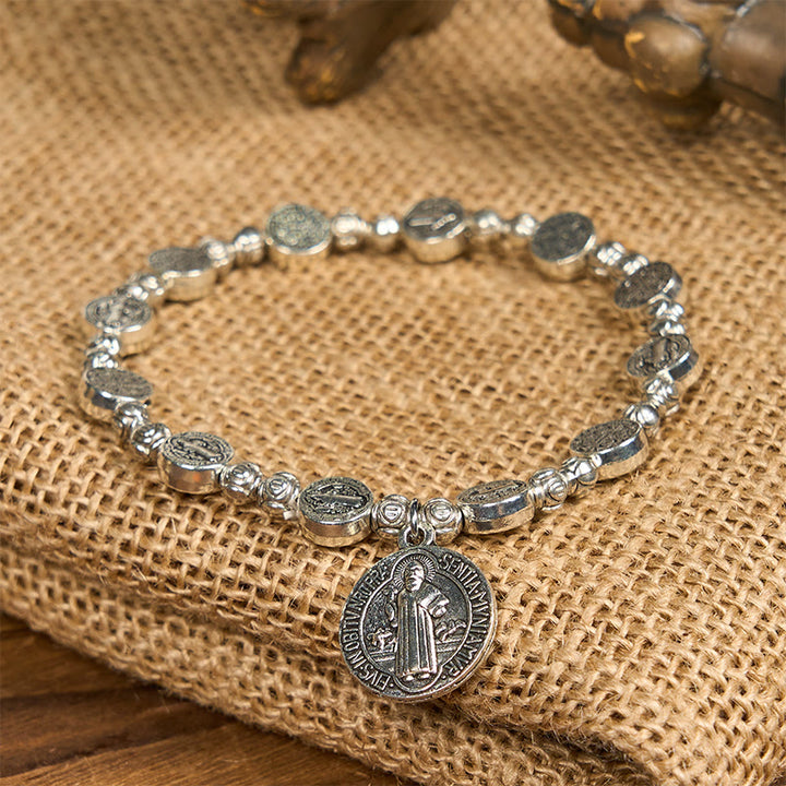 Christianartworkshop St. Benedict Crucifix Rose Bracelet: Timeless Christian Accessory for Daily Faith Expression