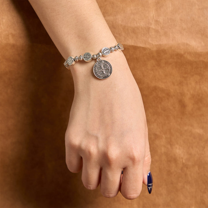 Christianartworkshop St. Benedict Crucifix Rose Bracelet: Timeless Christian Accessory for Daily Faith Expression