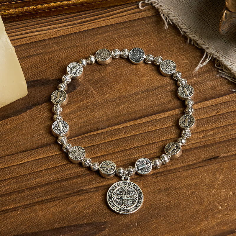 Christianartworkshop St. Benedict Crucifix Rose Bracelet: Timeless Christian Accessory for Daily Faith Expression