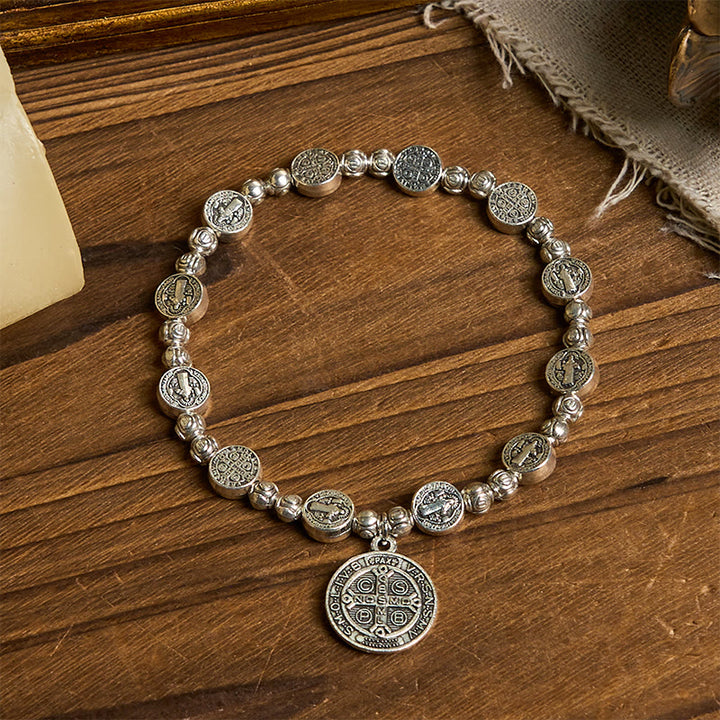 Christianartworkshop St. Benedict Crucifix Rose Bracelet: Timeless Christian Accessory for Daily Faith Expression