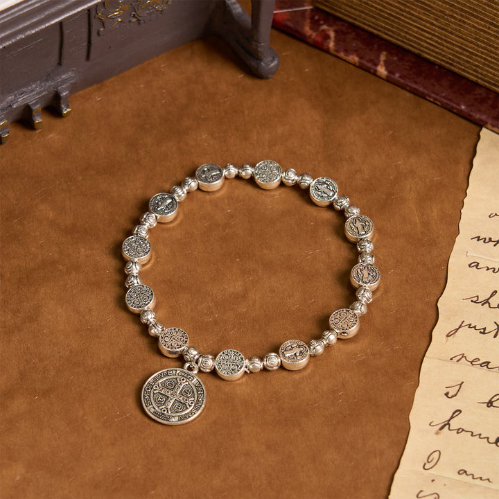 Christianartworkshop St. Benedict Crucifix Rose Bracelet: Timeless Christian Accessory for Daily Faith Expression