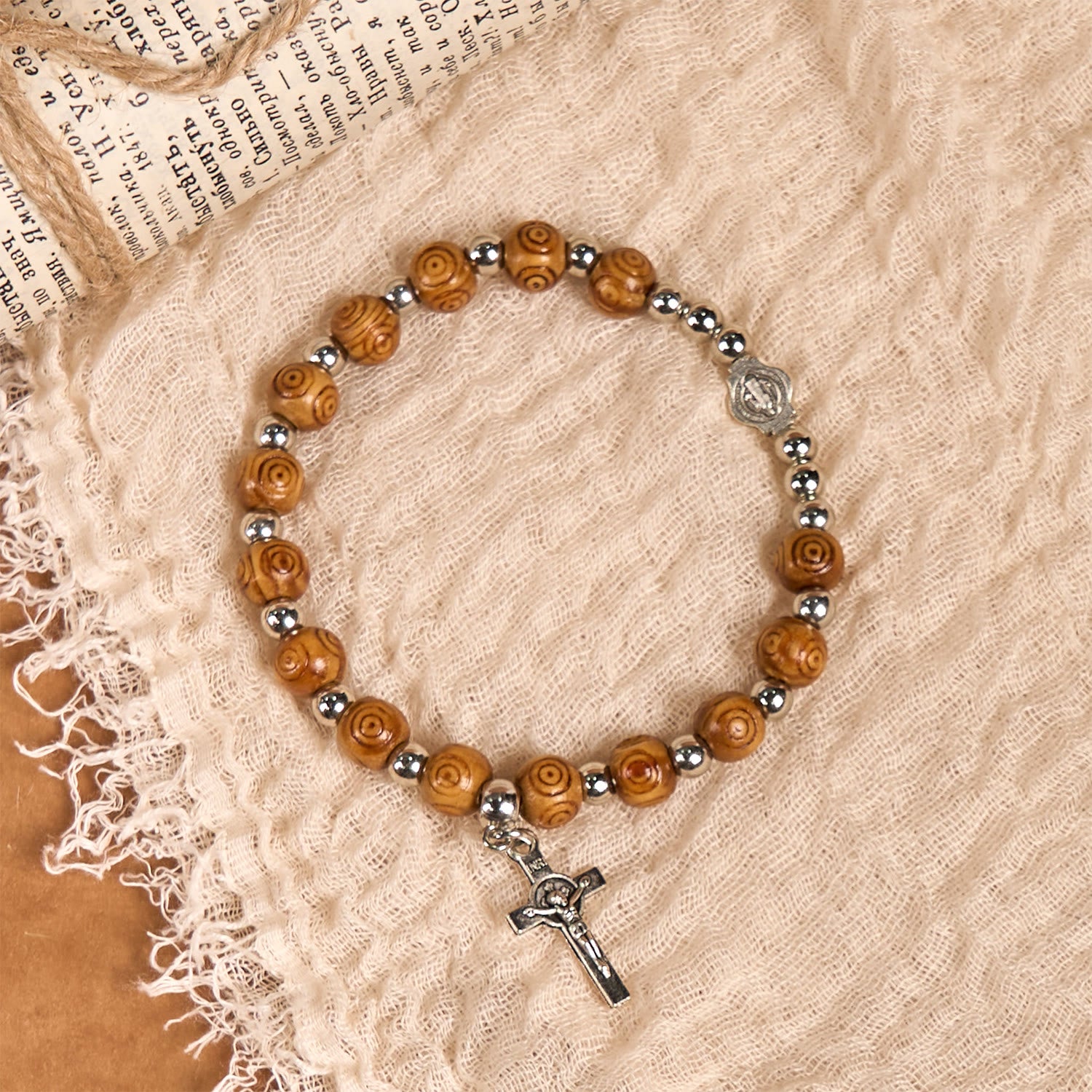 Christianartworkshop Jesus Icon Crucifix Rose Bracelet: Handmade