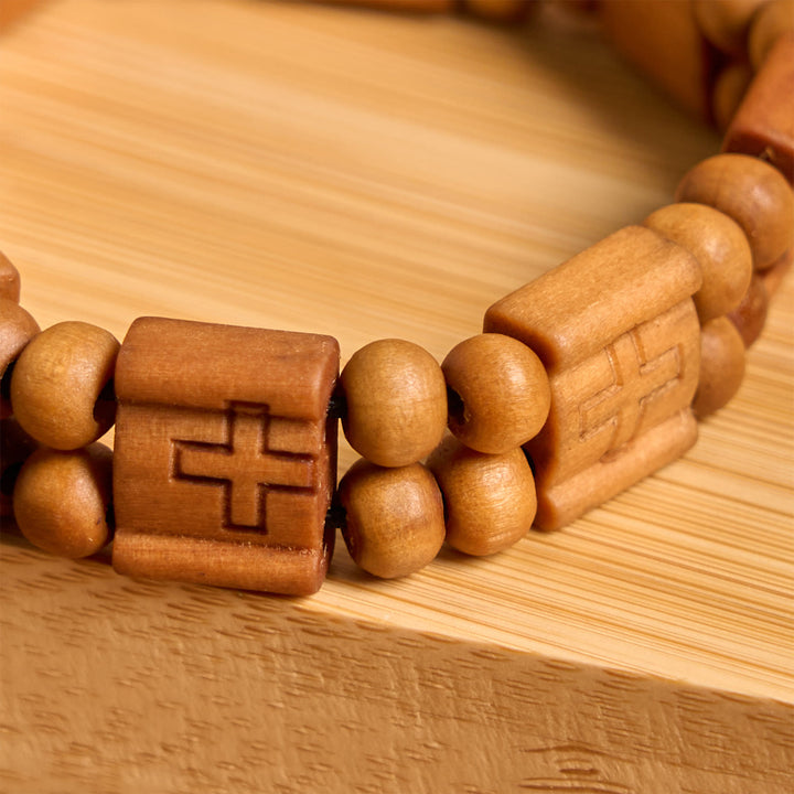 FREE Today: 3colors Cross Wooden Bracelet: Symbol of Devotion and Beauty