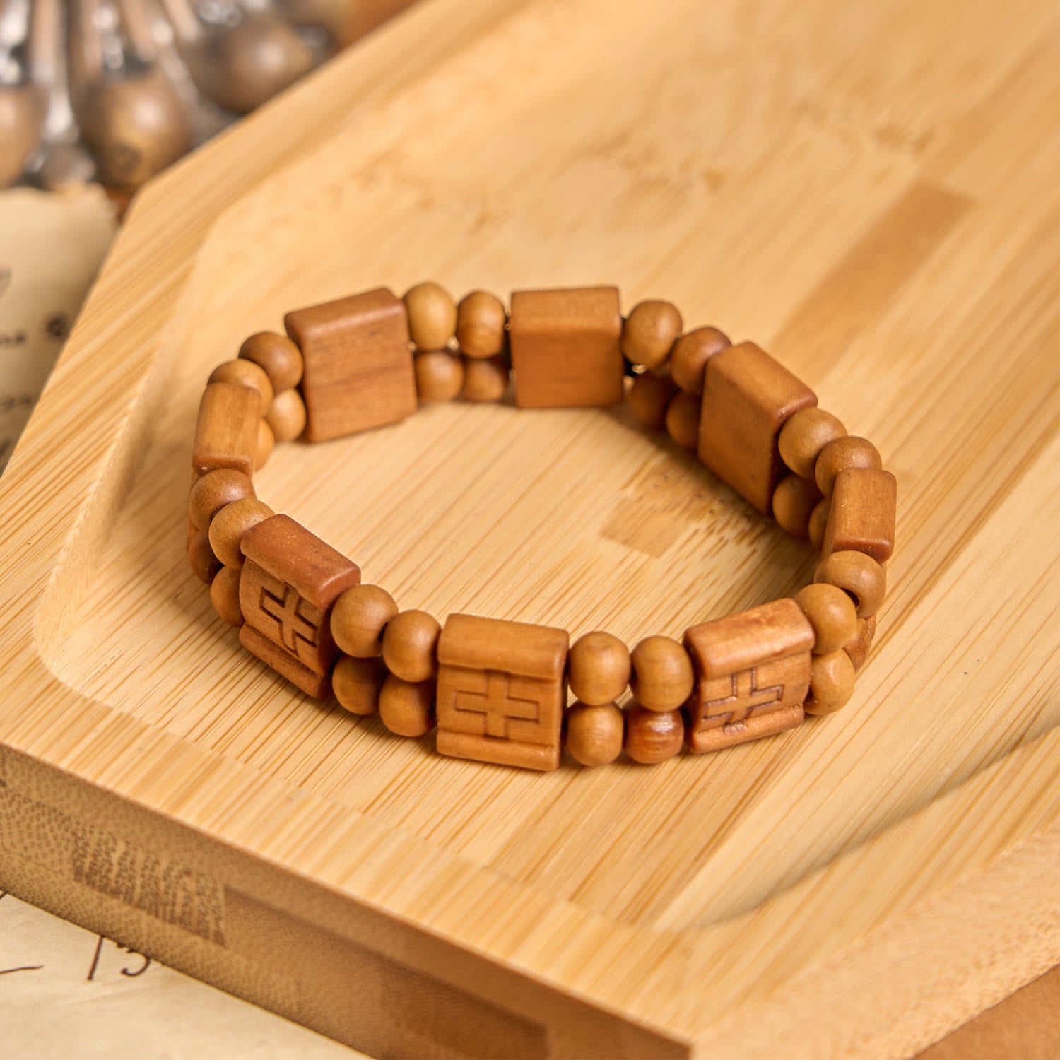 Christianartworkshop 3colors Cross Wooden Bracelet: Symbol of
