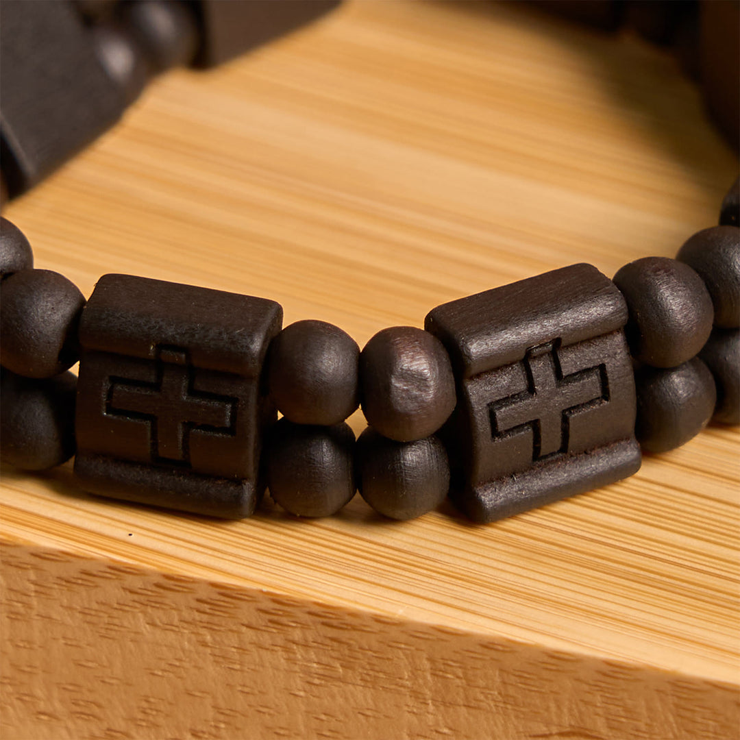 FREE Today: 3colors Cross Wooden Bracelet: Symbol of Devotion and Beauty