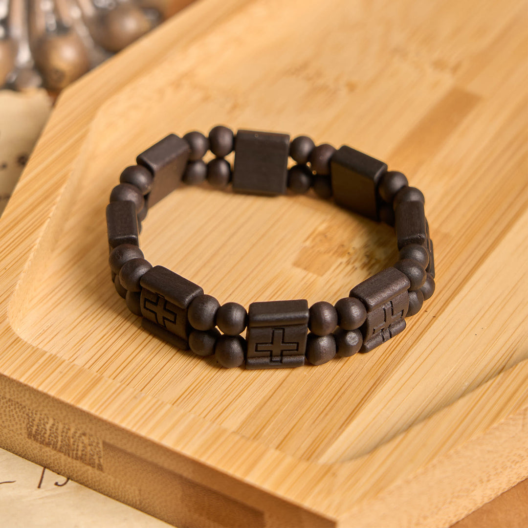 FREE Today: 3colors Cross Wooden Bracelet: Symbol of Devotion and Beauty