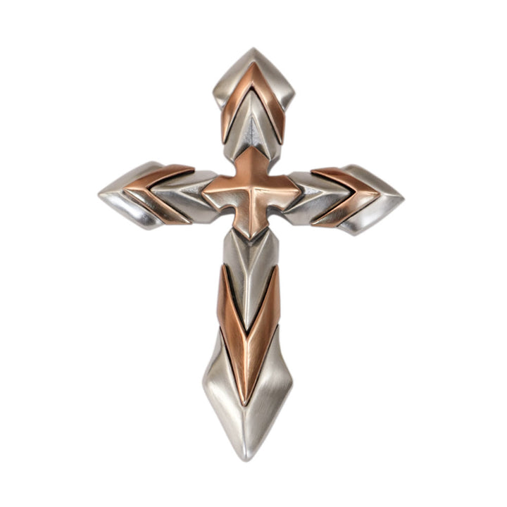 Christianartworkshop 925 Sterling Silver Vintage & Classic Cross Necklace: A Modern Interpretation of the Sacred Sigil - Silver+Copper - image 4