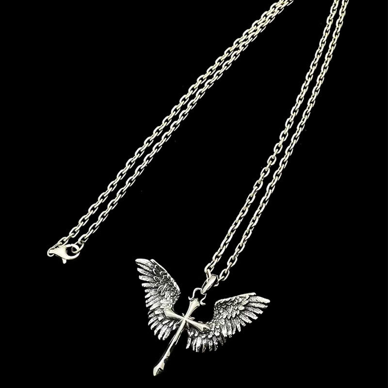 Christianartworkshop 925 Sterling Silver Vintage & Classic Cross Wings Necklace: A Blend of Retro Charm and Divine Grace - image 3
