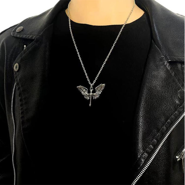 Christianartworkshop 925 Sterling Silver Vintage & Classic Cross Wings Necklace: A Blend of Retro Charm and Divine Grace