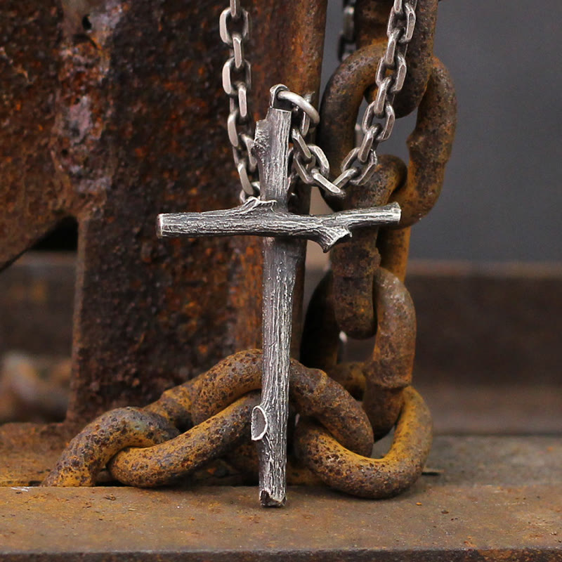 Christianartworkshop 925 Sterling Silver Modern & Minimalist  Cross Necklace: A Tribute to Raw Faith - 925 Sterling Silver - image 0