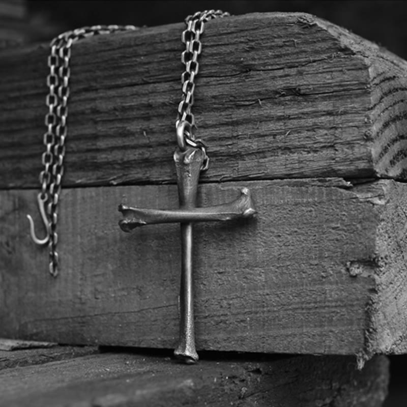 Christianartworkshop 925 Sterling Silver Modern & Minimalist Cross Bone-shaped Necklace: Showing Personality in Simplicity - 925 Sterling Silver - image 3