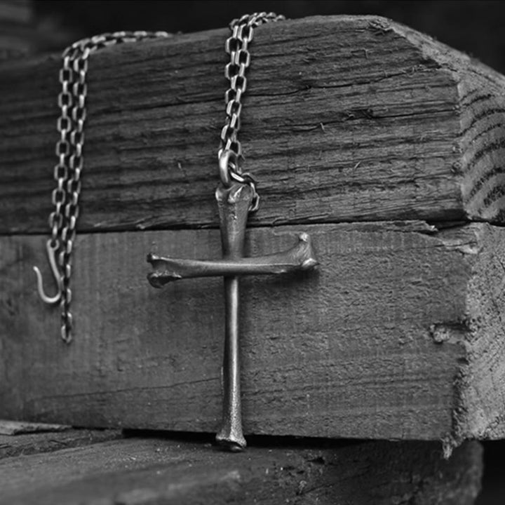 Christianartworkshop 925 Sterling Silver Modern & Minimalist Cross Bone-shaped Necklace: Showing Personality in Simplicity - 925 Sterling Silver - image 3