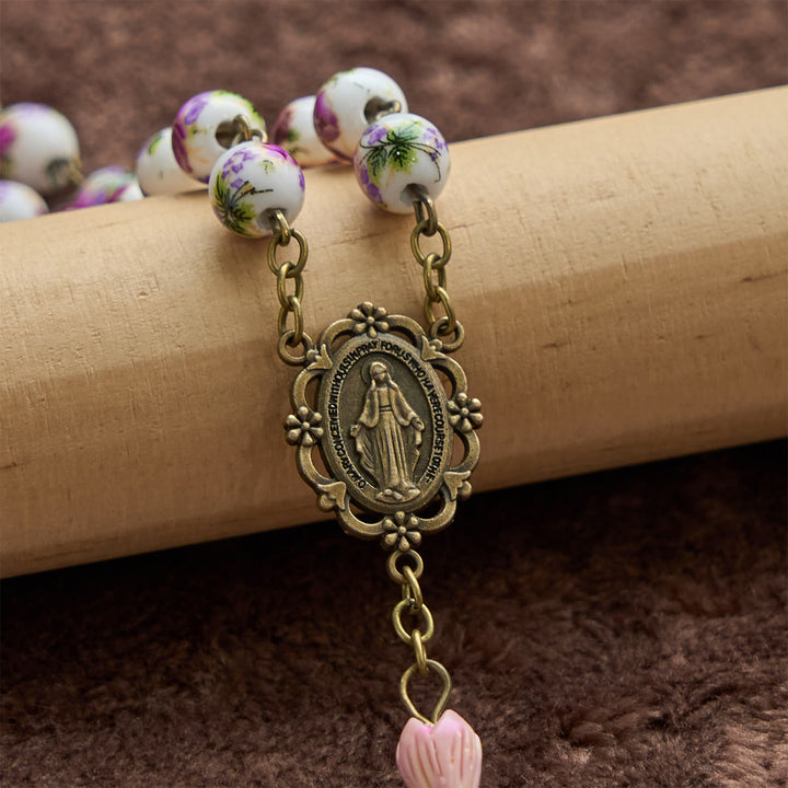 Christianartworkshop PRAYERFUL FAITH: Handmade Flower Resin Beads Rosary with Gift Card - image 8