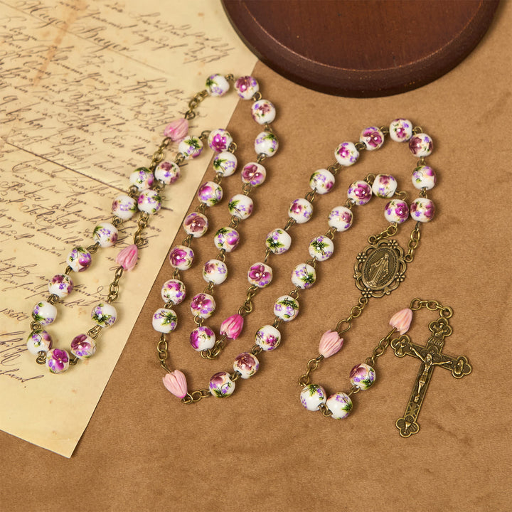 Christianartworkshop PRAYERFUL FAITH: Handmade Flower Resin Beads Rosary with Gift Card - image 4