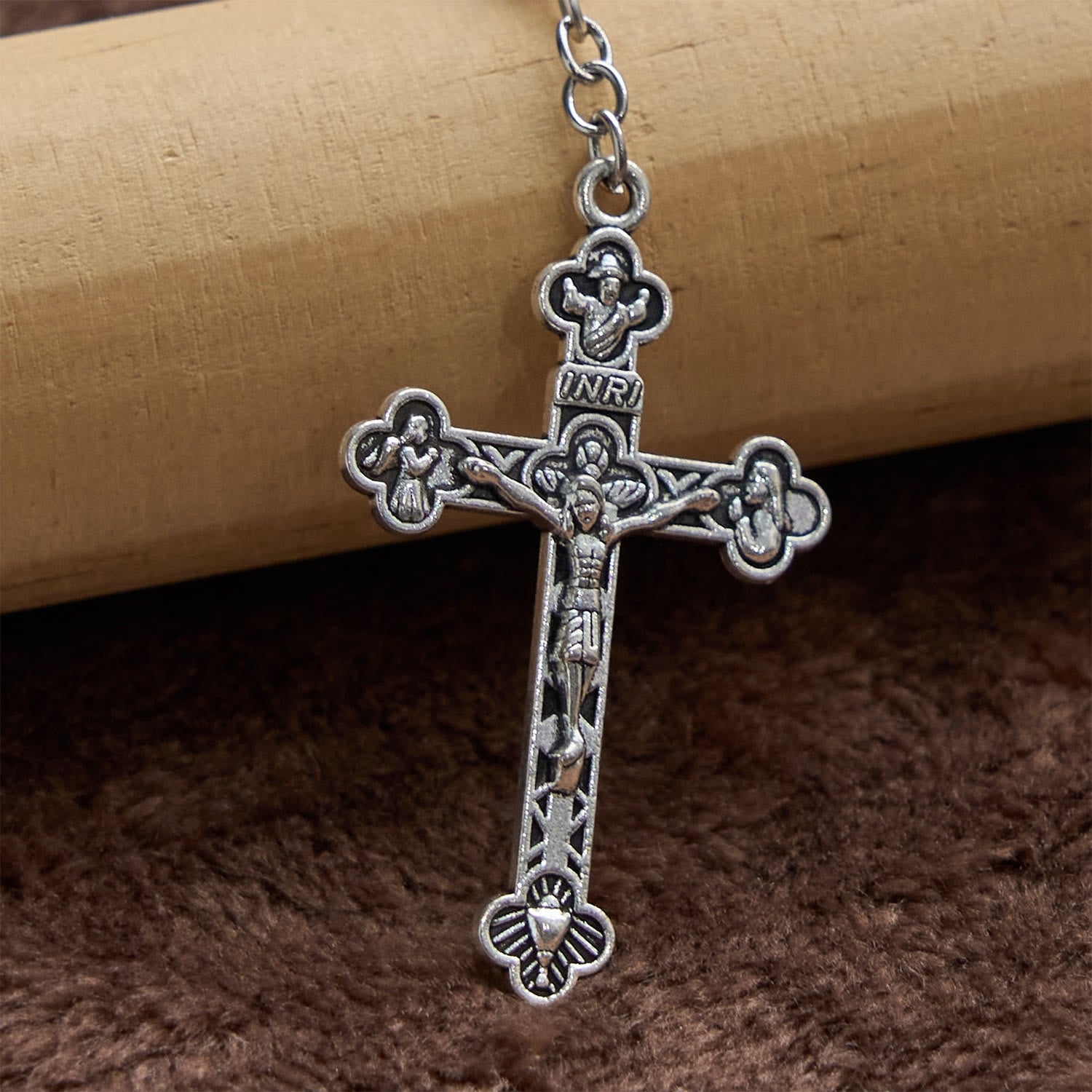 Handmade 8mm Purple Floral Ceramic Rosary with Miraculous Medal