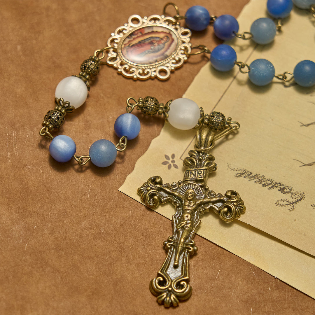 Christianartworkshop Handmade Rosary with Natural Blue Aventurine Beads & Crucifix - Matte Blue of Peace - image 6