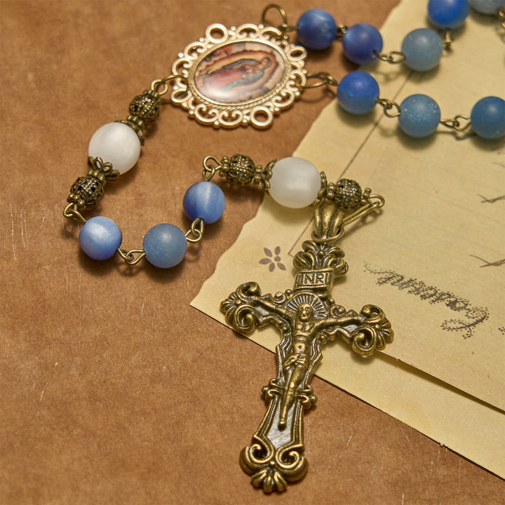 Christianartworkshop Handmade Rosary with Natural Blue Aventurine Beads & Crucifix - Matte Blue of Peace - image 6