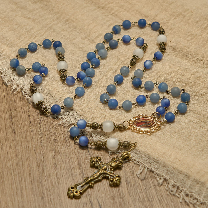 Christianartworkshop Handmade Rosary with Natural Blue Aventurine Beads & Crucifix - Matte Blue of Peace - image 7