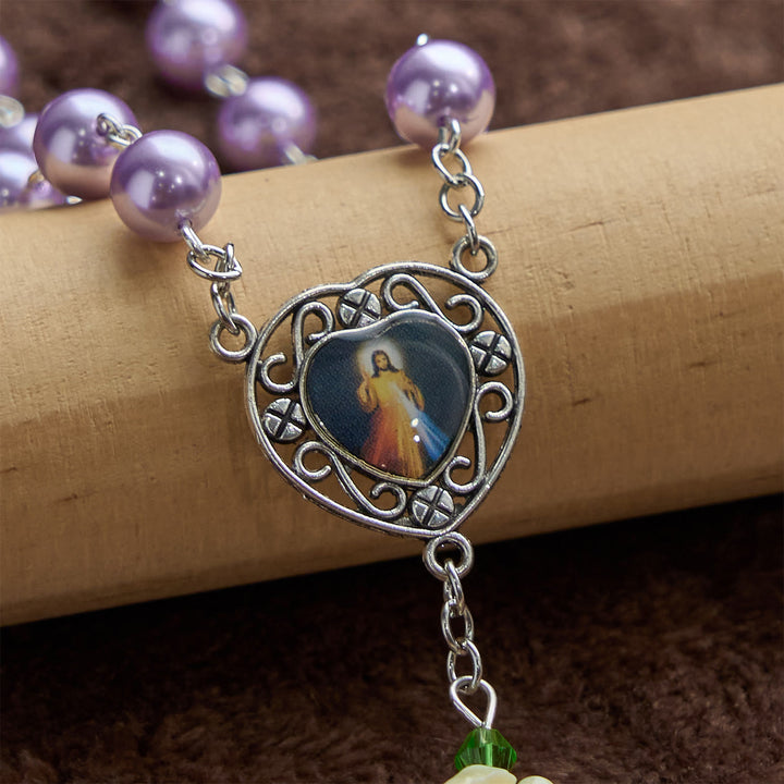 Christianartworkshop Handmade Purple Pearl & Flower Divine Mercy Rosary: A Faithful Essential