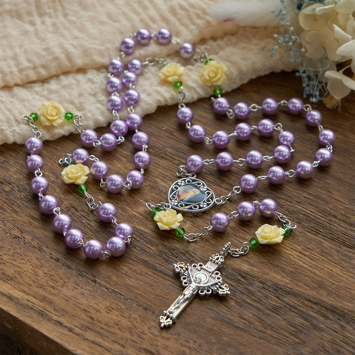 Christianartworkshop Handmade Purple Pearl & Flower Divine Mercy Rosary: A Faithful Essential