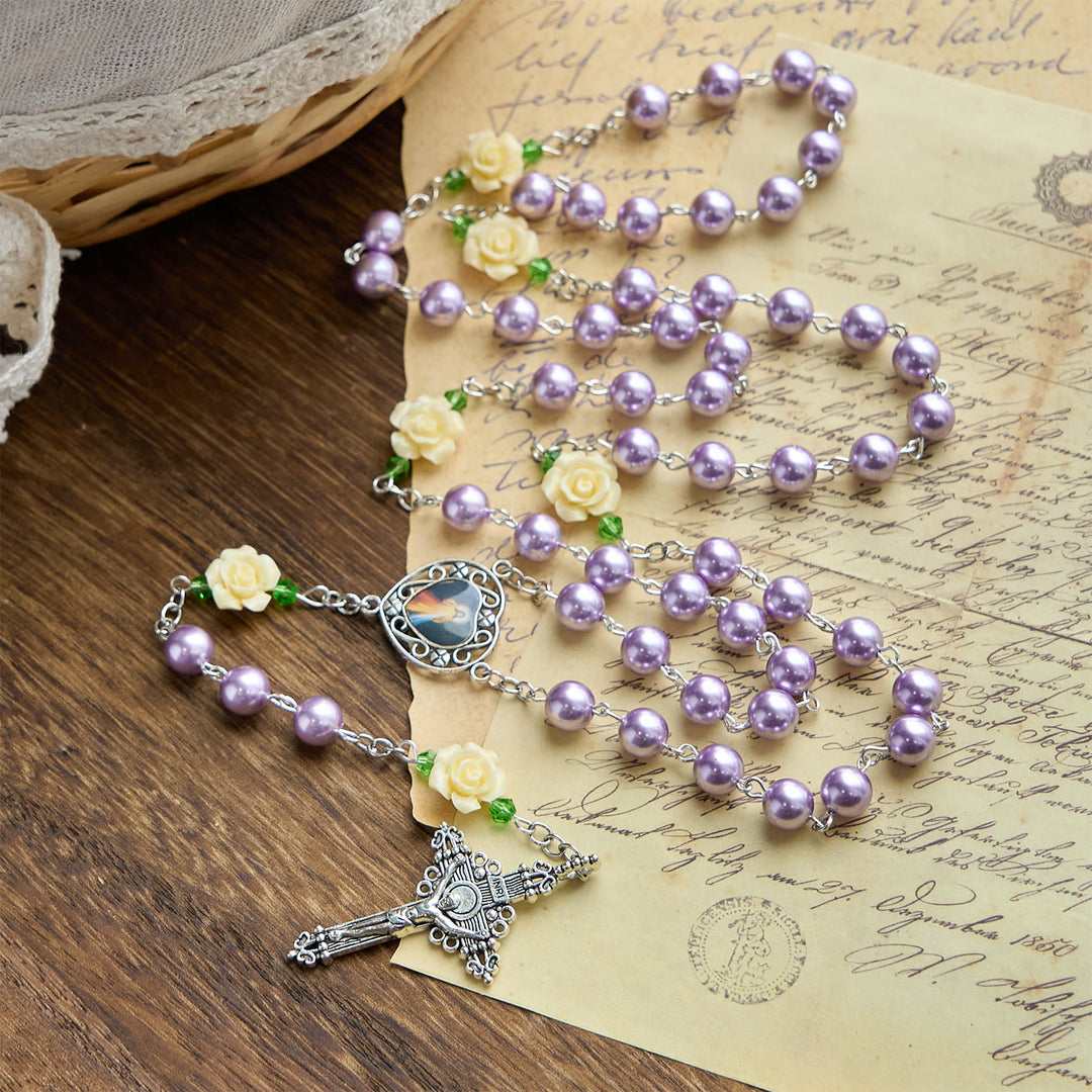 Christianartworkshop Handmade Purple Pearl & Flower Divine Mercy Rosary: A Faithful Essential
