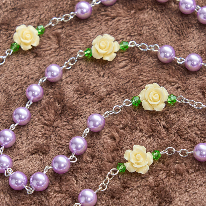 Christianartworkshop Handmade Purple Pearl & Flower Divine Mercy Rosary: A Faithful Essential