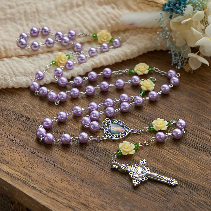 Christianartworkshop Handmade Purple Pearl & Flower Divine Mercy Rosary: A Faithful Essential