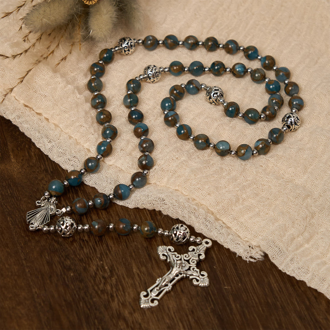 Christianartworkshop Divine - Inspired Lake - Blue Cloisonné Rosary: A Christian's Spiritual Anchor - image 4