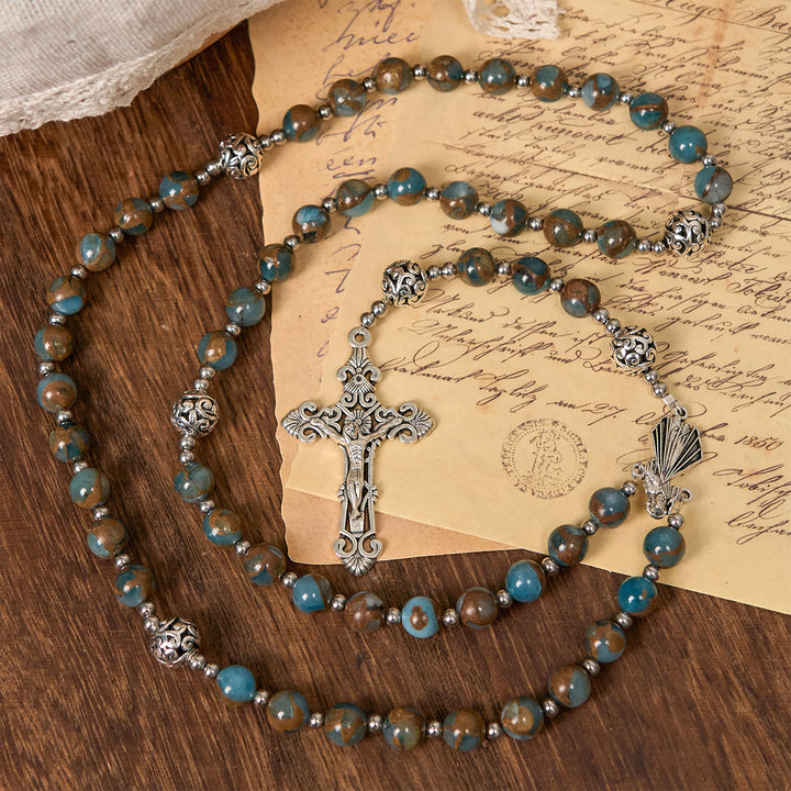 Christianartworkshop Divine - Inspired Lake - Blue Cloisonné Rosary: A Christian's Spiritual Anchor - image 5