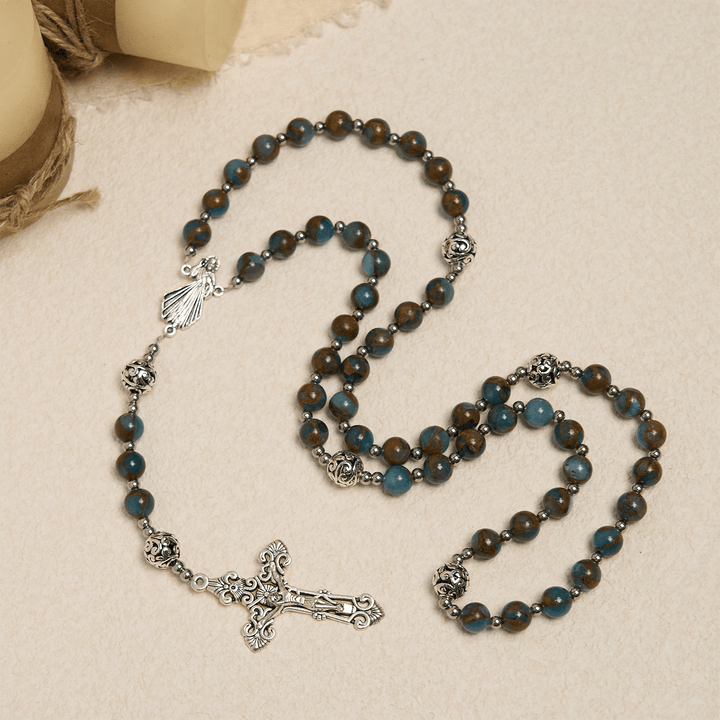 Christianartworkshop Divine - Inspired Lake - Blue Cloisonné Rosary: A Christian's Spiritual Anchor - image 6