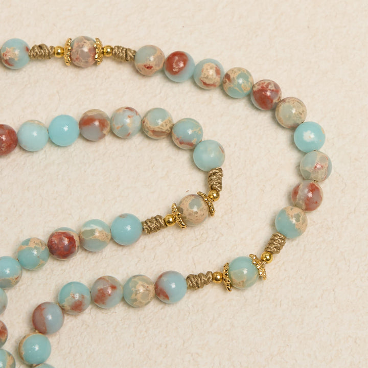 Christianartworkshop Aqua Stone Prayer Rosary with Gold Accents: A Divine Source of Peace and Devotion - image 4