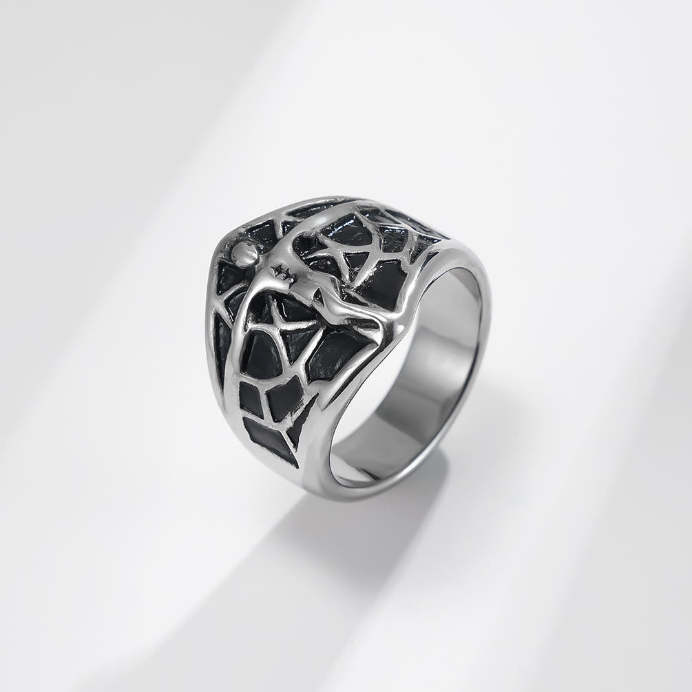 Christianartworkshop 2colors Vintage Spiderweb Jesus Cross Ring - A Blend of Edge and Faith - US 12 - Silver - image 0