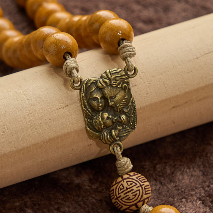Christianartworkshop Holy Family & Crucifix of 10mm Olive Wood Bead Handmade Rosary for Holy Prayer