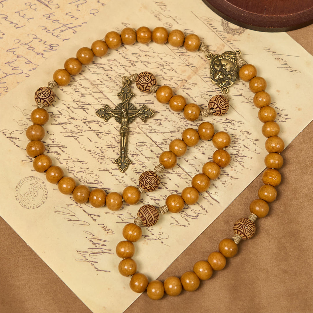 FREE Today: Holy Family & Crucifix of Handmade 10mm Olive Wood Bead Rosary for Holy Prayer - Holy Family & Crucifx - image 1