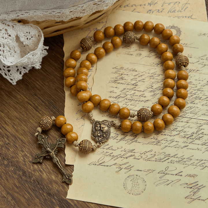 FREE Today: Holy Family & Crucifix of Handmade 10mm Olive Wood Bead Rosary for Holy Prayer - image 4