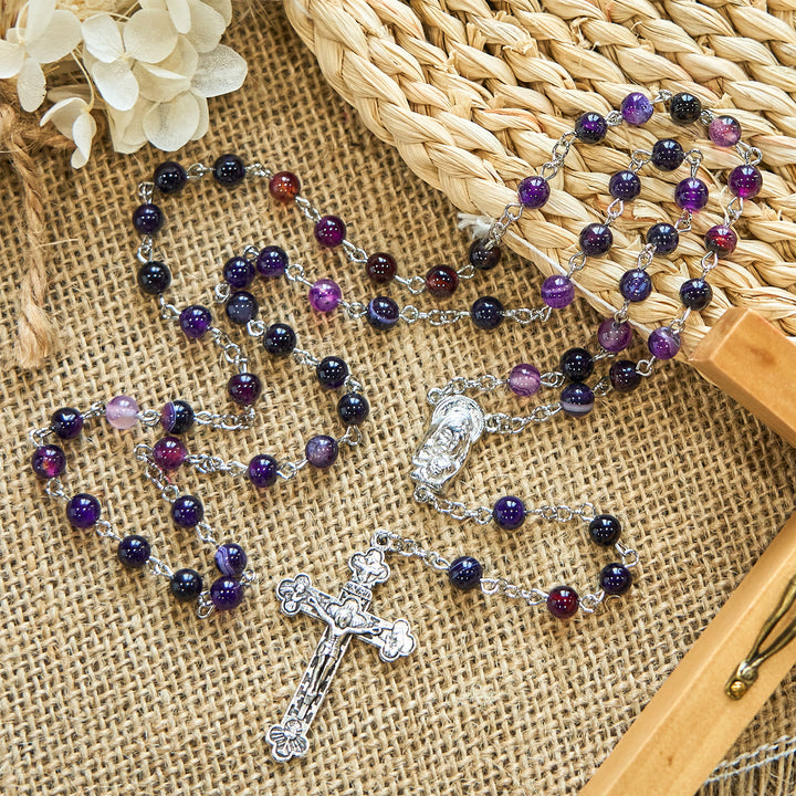 Christianartworkshop 6mm Purple Agate Rosary: A Reminder of God's Regal & Divine Nature